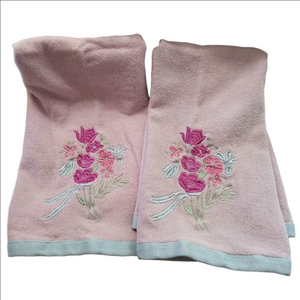 Set of 2 Mainstays pink & blue floral kitchen towels